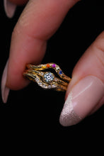 Load image into Gallery viewer, Locklyn ring: 14K gold with diamonds or rainbow sapphires