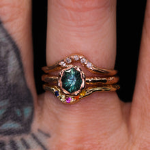 Load image into Gallery viewer, Ondine: 14k hexagon sapphire floral ring