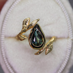 Acantha: 14k gold and dark bicolor sapphire ring