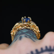 Load image into Gallery viewer, &quot;Reverie&quot; 14k periwinkle/blue opalescent sapphire &amp; diamond ring set