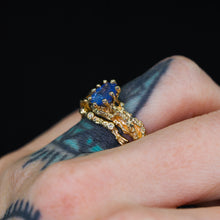 Load image into Gallery viewer, &quot;Reverie&quot; 14k periwinkle/blue opalescent sapphire &amp; diamond ring set