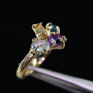 "Arion" 14k gold 3.33ct sapphire cluster ring (one of a kind)