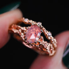 Load image into Gallery viewer, &quot;Reverie&quot; 14k rose gold pink opalescent sapphire &amp; diamond ring set