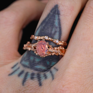 "Reverie" 14k rose gold pink opalescent sapphire & diamond ring set
