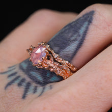Load image into Gallery viewer, &quot;Reverie&quot; 14k rose gold pink opalescent sapphire &amp; diamond ring set