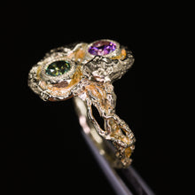 Load image into Gallery viewer, &quot;Nathaira&quot;: 14K sapphire toi et moi snake ring (one of a kind)