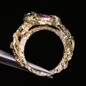 "Nathaira": 14K sapphire toi et moi snake ring (one of a kind)