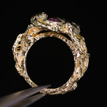 Load image into Gallery viewer, &quot;Nathaira&quot;: 14K sapphire toi et moi snake ring (one of a kind)