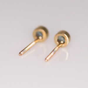 "Versailles": 14K yellow gold blue Montana sapphire earrings with threaded posts/backs (~0.35 ct)