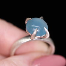 Load image into Gallery viewer, &quot;Mirth&quot;: Chalcedony cocktail ring with heavy talon claw prongs (size7; one of a kind)