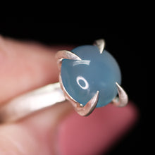 Load image into Gallery viewer, &quot;Mirth&quot;: Chalcedony cocktail ring with heavy talon claw prongs (size7; one of a kind)