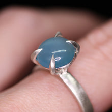 Load image into Gallery viewer, &quot;Mirth&quot;: Chalcedony cocktail ring with heavy talon claw prongs (size7; one of a kind)