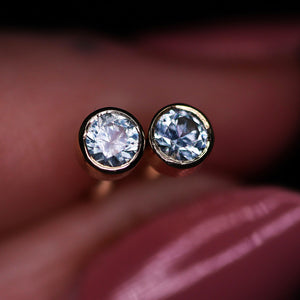 "Versailles": 14K yellow gold blue Montana sapphire earrings with threaded posts/backs (~0.35 ct)