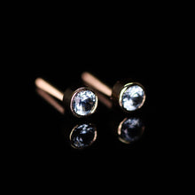 Load image into Gallery viewer, &quot;Versailles&quot;: 14K yellow gold blue Montana sapphire earrings with threaded posts/backs (~0.35 ct)