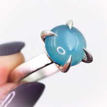 Load image into Gallery viewer, &quot;Mirth&quot;: Chalcedony cocktail ring with heavy talon claw prongs (size7; one of a kind)
