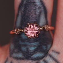 Load image into Gallery viewer, &quot;Astara&quot;: 14K rose gold sapphire engagement (or fancy right hand) ring; size 6