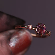 Load image into Gallery viewer, &quot;Astara&quot;: 14K rose gold sapphire engagement (or fancy right hand) ring; size 6