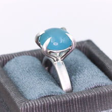 Load image into Gallery viewer, &quot;Mirth&quot;: Chalcedony cocktail ring with heavy talon claw prongs (size7; one of a kind)