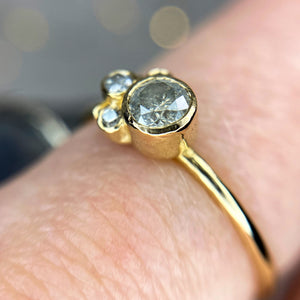 Flora ring: 14K yellow gold salt & pepper diamond