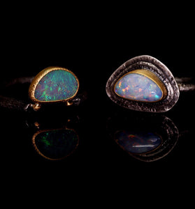 “Adin”: 22K gold & silver natural Australian opal ring; one of a kind (size 8)