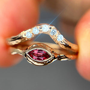 Galadrielle ring in 14K rose gold with padparadscha sapphire (ready to ship)