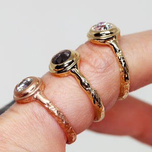 Sequoia ring: 14K solitaire(with 26 gemstone & diamond options)