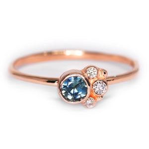 Flora ring with parti Australian sapphire in 14K rose gold (one of a kind)