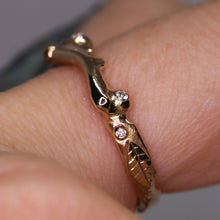 Load image into Gallery viewer, Briar Rose ring with white diamonds (ready to ship)