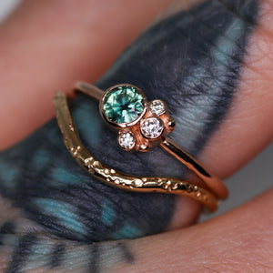 Flora ring with parti teal Australian sapphire in 14K rose gold (one of a kind)