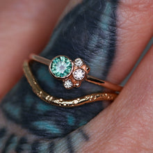 Load image into Gallery viewer, Flora ring with parti teal Australian sapphire in 14K rose gold (one of a kind)