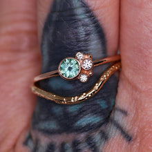 Load image into Gallery viewer, Flora ring with parti teal Australian sapphire in 14K rose gold (one of a kind)