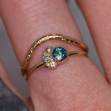 Load image into Gallery viewer, Flora ring with parti blue Australian sapphire in 14K yellow gold (one of a kind)