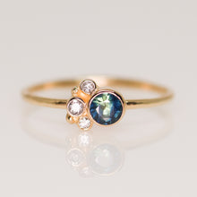 Load image into Gallery viewer, Flora ring with parti blue Australian sapphire in 14K yellow gold (one of a kind)