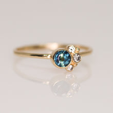 Load image into Gallery viewer, Flora ring with parti blue Australian sapphire in 14K yellow gold (one of a kind)
