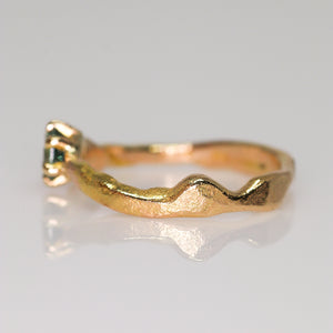 Aila ring: 14K yellow gold parti/teal sapphire snake ring (one of a kind)