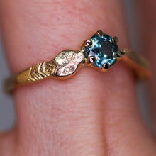 Load image into Gallery viewer, Aila ring: 14K yellow gold parti/teal sapphire snake ring (one of a kind)