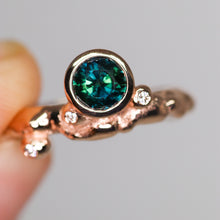Load image into Gallery viewer, Constellation ring: midnight teal/blue parti sapphire
