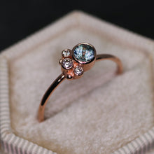 Load image into Gallery viewer, Flora ring: blue Montana sapphire &amp; 14K rose gold (one of a kind)