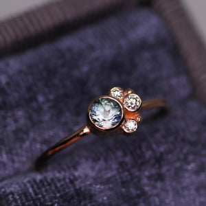 Flora ring: blue Montana sapphire & 14K rose gold (one of a kind)