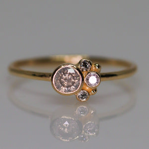 Flora ring: 14K yellow gold salt & pepper diamond