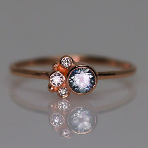 Flora ring: blue Montana sapphire & 14K rose gold (one of a kind)