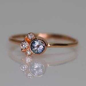 Flora ring: blue Montana sapphire & 14K rose gold (one of a kind)