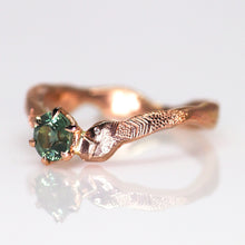 Load image into Gallery viewer, Aila ring: 14K rose gold and teal Montana sapphire (one of a kind)