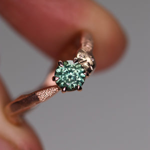 Aila ring: 14K rose gold and teal Montana sapphire (one of a kind)