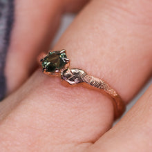 Load image into Gallery viewer, Aila ring: 14K rose gold and teal Montana sapphire (one of a kind)