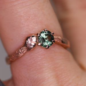 Aila ring: 14K rose gold and teal Montana sapphire (one of a kind)