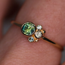 Load image into Gallery viewer, Flora ring: 14K yellow gold, parti Australian sapphire &amp; sapphire accents