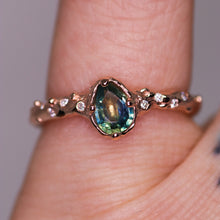 Load image into Gallery viewer, Dahlia ring: 14K rose gold, parti sapphire &amp; diamond ring (one of a kind)
