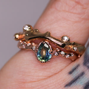 Dahlia ring: 14K rose gold, parti sapphire & diamond ring (one of a kind)