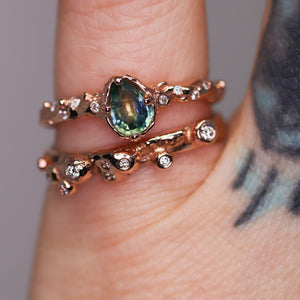 Dahlia ring: 14K rose gold, parti sapphire & diamond ring (one of a kind)